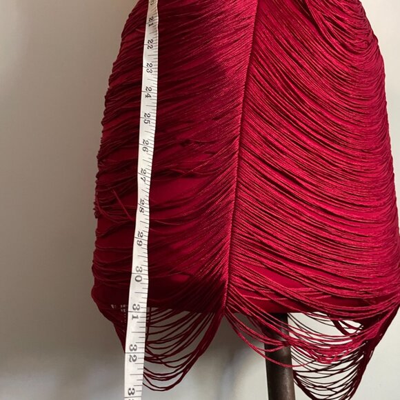 Guess Red Draped Fringe Bodycon Dress - Picture 11 of 13